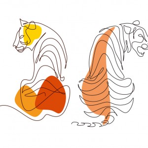 艺术效果抽象图形线条色块动物老虎