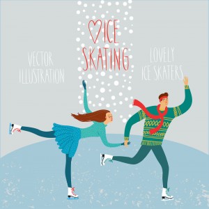 运动滑雪人物女孩自然雪花男孩文字字母艺术效果插画